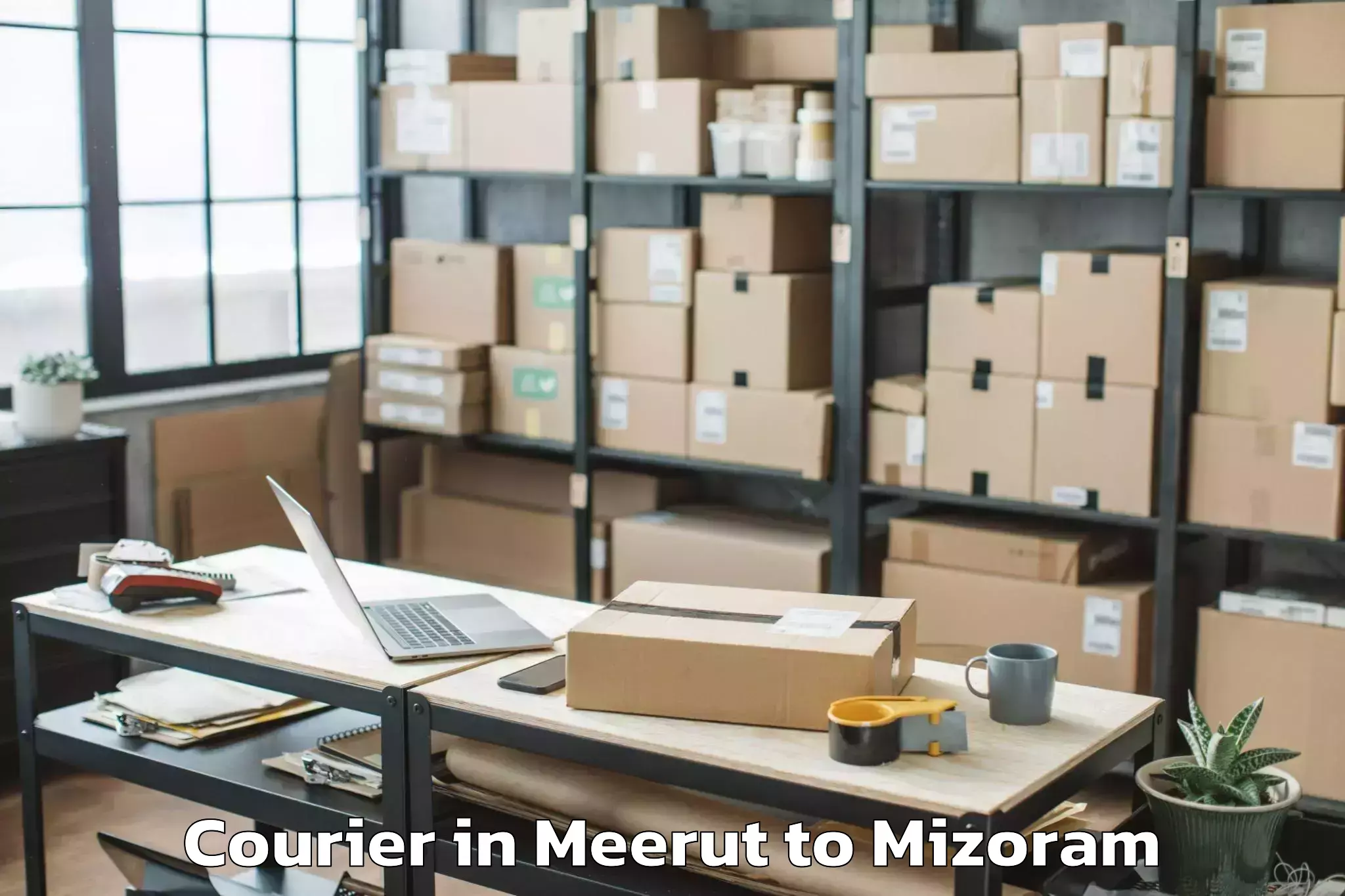 Leading Meerut to Hnahthial Courier Provider